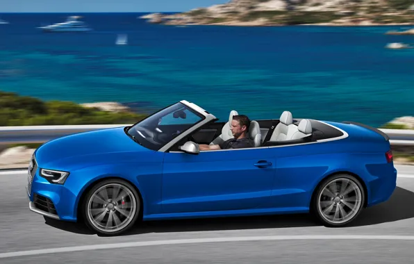 Картинка Audi, Море, Ауди, Скорость, Кабриолет, Синяя, Красиво, Car