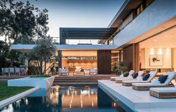 Бассейн, терраса, гостиная, столовая, outside-inside house, интерьер-экстерьер, Amalfi Drive Residence, Амальфи Резиденция