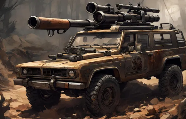 Оружие, вездеход, военная техника