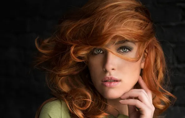 Картинка взгляд, лицо, модель, рыжеволосая