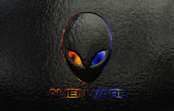 Картинка надпись, текстура, голова, инопланетянин, бренд, alienware