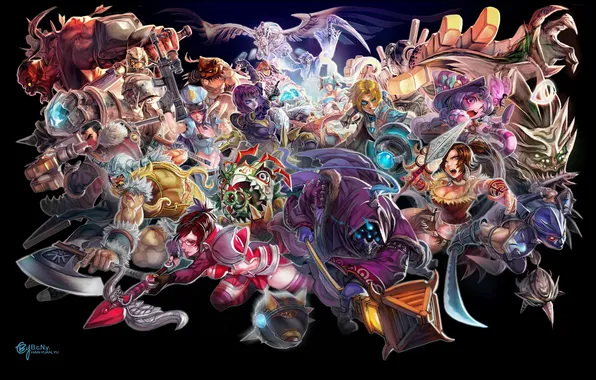 Темный фон, оружие, арт, персонажи, League of Legends