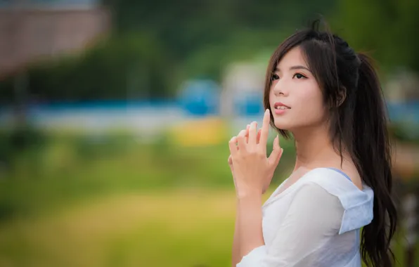 Девушка, азиатка, милашка, боке