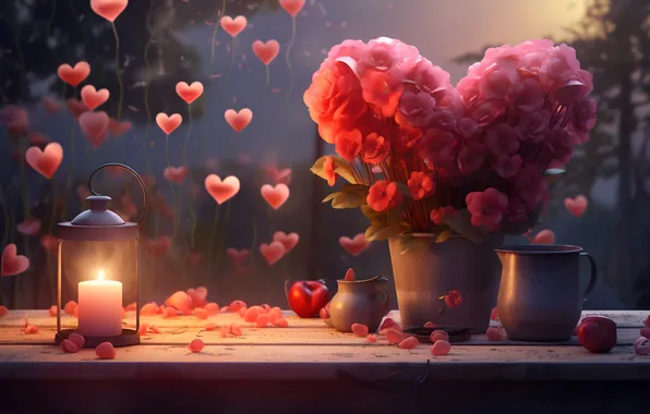 Картинка любовь, цветы, подарок, романтика, сердце, розы, love, happy