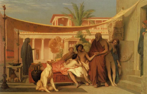 Картинка картина, история, мифология, Жан-Леон Жером, Сократ Находит Алкивиада в Доме Аспасии