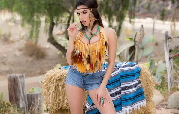 Girl, shorts, woman, model, beauty, lady, brunette, denim