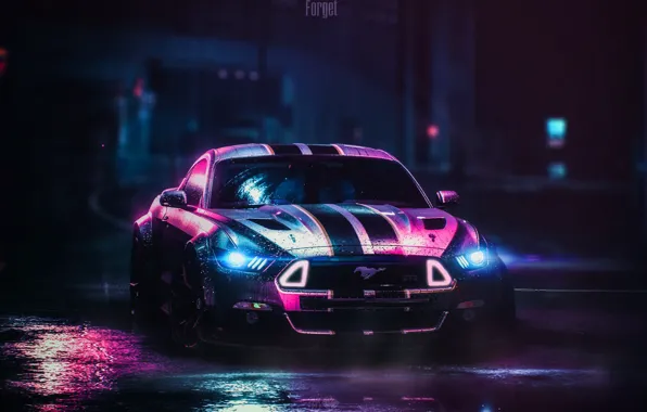 Mustang, Ford, Car, NFS, Need for Speed, Night, Ford Mustang RTR, Transport & Vehicles