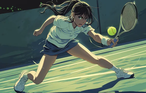 Картинка girl, art, tennis, sports