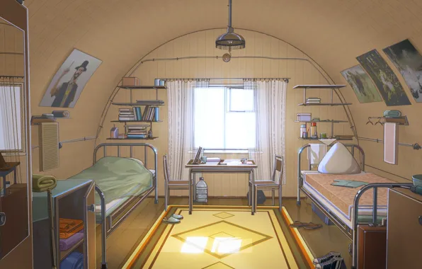 Помещение, кровати, Everlasting Summer, Summer camp, разводка