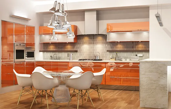 Графика, стулья, кухня, Design, гарнитур, Interior, Kitchen
