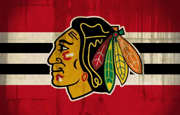 Картинка голова, флаг, индеец, Chicago Blackhawks