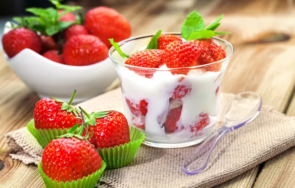 Картинка ягоды, клубника, strawberry, berries, йогурт
