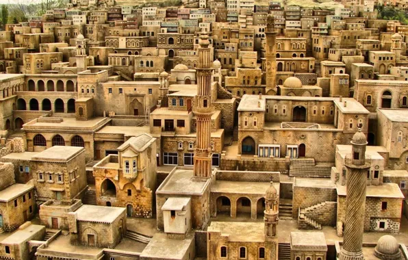 Здания, крыши, минарет, Йемен, Аравия