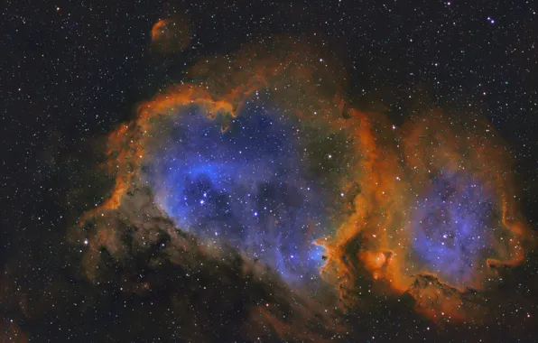 Душа, эмиссионная туманность, в созвездии Кассиопея, IC1848