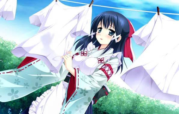 Девушка, белье, кимоно, otome ga tsumugu koi no canvas, canvas, tsumugu, otome, koi