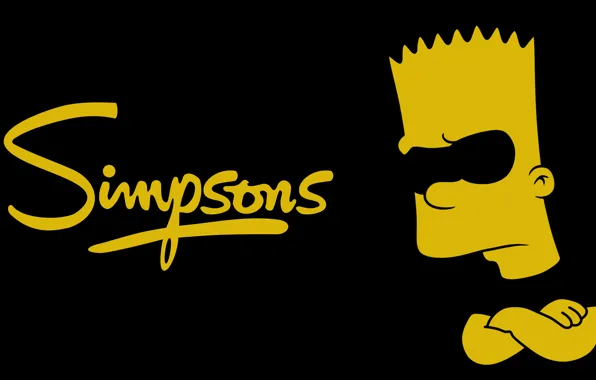 Симпсоны, Минимализм, Черный, Желтый, Simpsons, Барт, The, Bart