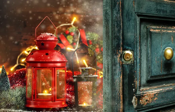 Украшения, Новый Год, Рождество, фонарь, Christmas, wood, New Year, decoration