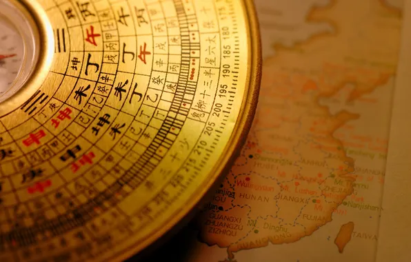 Картинка metal, map, compass, Chinese
