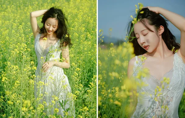 Beautiful, Asian, Model, Flowers, Smile, Woman, Cute, Pretty