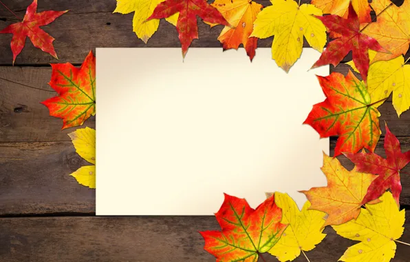 Картинка осень, листья, открытка, заготовка
