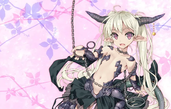 Девочка, Демон, Рога, isekai maou to shoukan shoujo no dorei majutsu