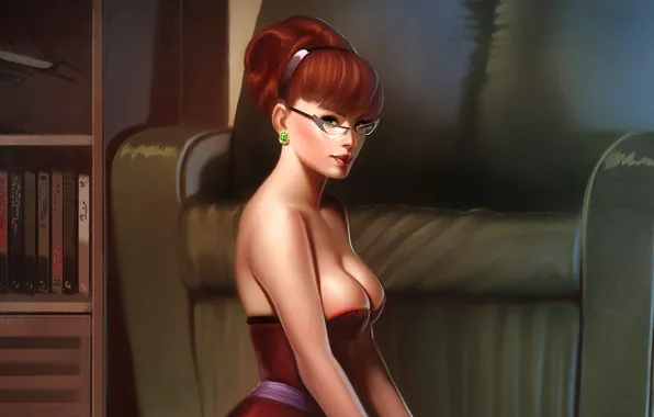 Девушка, Грудь, Очки, Женщина, Redheads, by Andrew Hibner