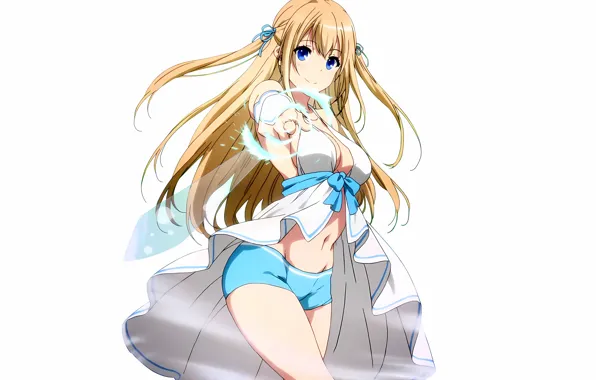 Girl, sexy, cleavage, shorts, blouse, long hair, boobs, anime