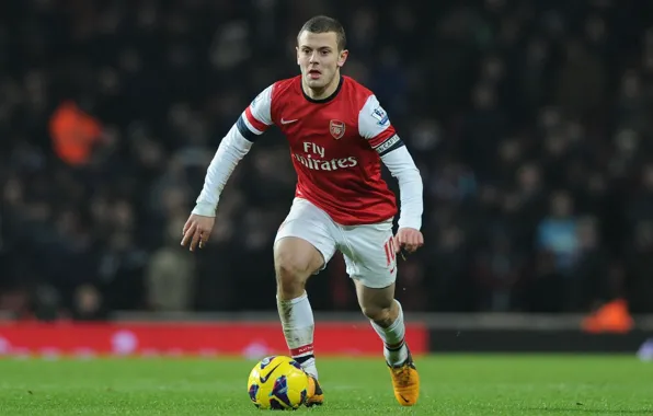 Поле, газон, футбол, мяч, капитан, arsenal, джек уилшир, jack wilshere