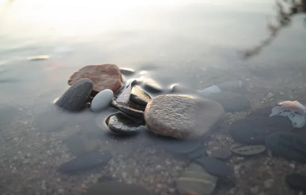 Вода, макро, камни