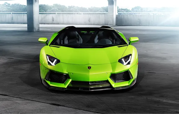 Картинка Lamborghini, Ламборджини, Green, Front, Vorsteiner, Aventador, Авентадор, Aventador-V