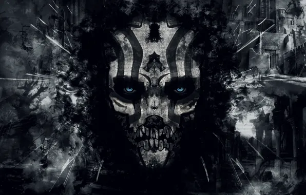 Abstract, skull, black, eyes, background, mask