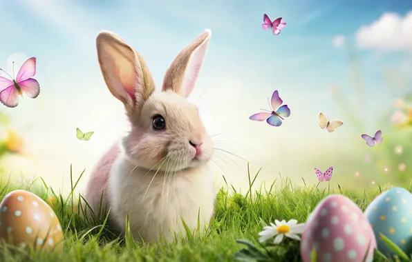 Картинка цветы, яйца, весна, colorful, Пасха, happy, flowers, spring