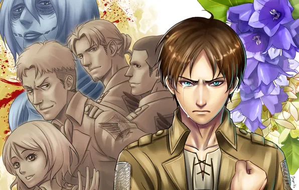 Аниме, арт, Shingeki no Kyojin, Эрен Йегер, Атака титанов, Вторжение гигантов