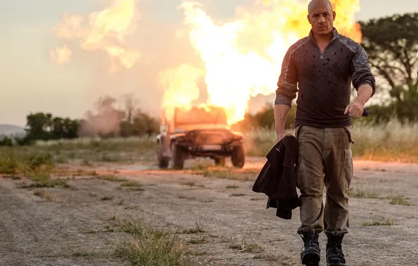 Машина, взрыв, фантастика, фильм, кадр, Вин Дизель, боевик, Vin Diesel