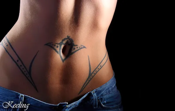 Sexy, model, tatoo, jeans, tummy, abs woman, tatoo girl