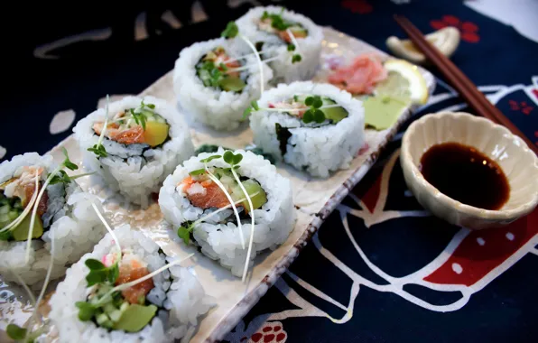 Картинка зелень, краб, рыба, Япония, огурец, Japan, рис, rolls