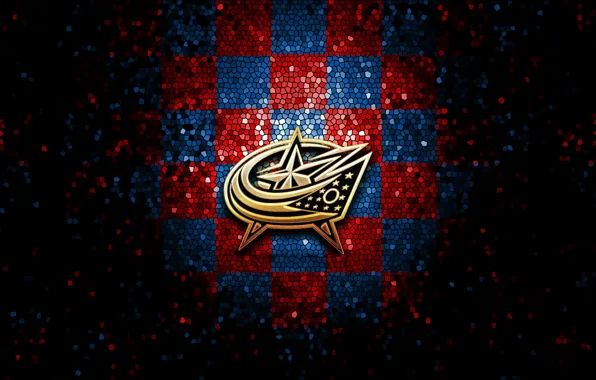 Wallpaper, sport, logo, NHL, hockey, glitter, checkered, Columbus Blue Jackets