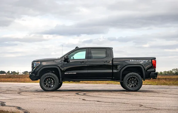 Картинка вид сбоку, GMC, Hennessey, Sierra, Off-Road, 2023, Goliath 650, GMC Sierra AT4