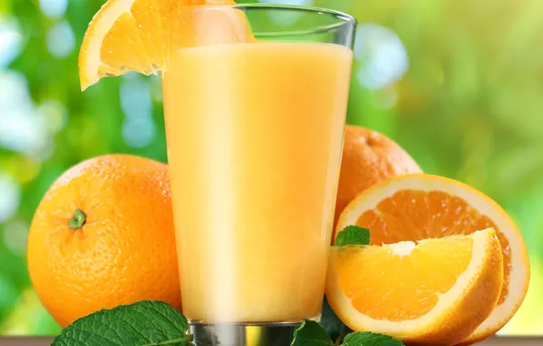 Картинка апельсины, мята, дольки, orange juice, апельсиновый сок, mint, oranges, cloves