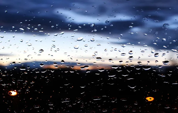 Капли, шторм, Дождь, вид из окна