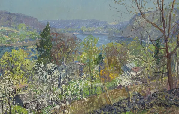 Осень, пейзаж, картина, Edward Willis Redfield, Эдвард Редфилд, Долина Реки Делавэр