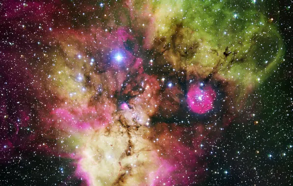 Картинка туманность, Хаббл, красивая, разноцветная