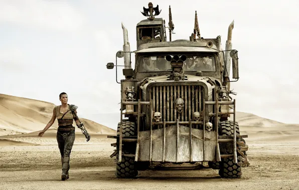 Картинка Charlize Theron, грузовик, Шарлиз Терон, передок, тягач, Mad Max, Fury Road, Безумный Макс