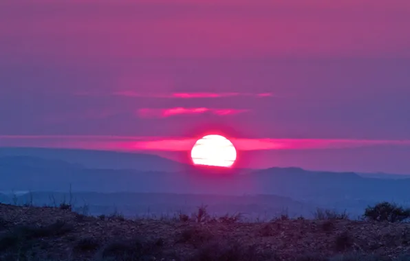 Картинка небо, солнце, облака, закат, горизонт