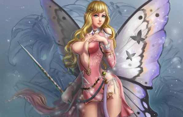 Картинка девушка, бабочка, butterfly
