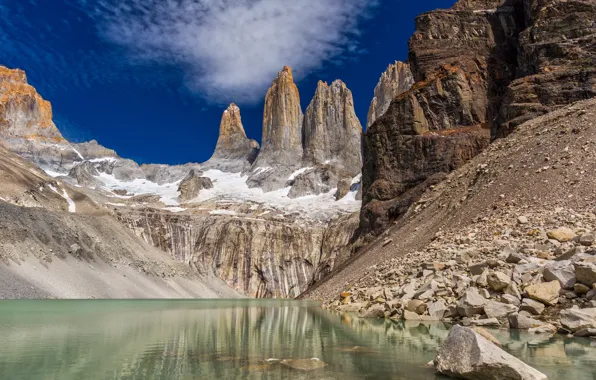 Картинка пейзаж, горы, природа, скала, озеро, Чили, Patagonia