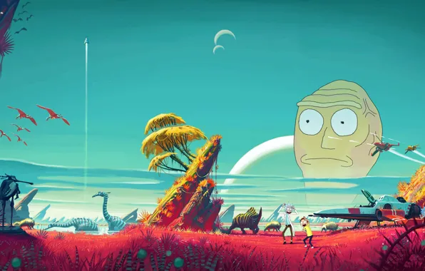 Art, Smith, Мультфильм, Sanchez, Rick, No Man's Sky, Rick and Morty, Рик и Морти