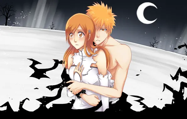 Аниме, Арт, bleach, Inoue orihime, Kurosaki ichigo