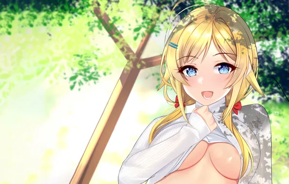 Girl, sexy, cleavage, long hair, boobs, anime, beautiful, twintails