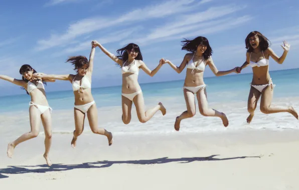 Beach, girls, asian